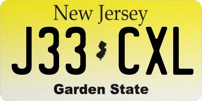 NJ license plate J33CXL