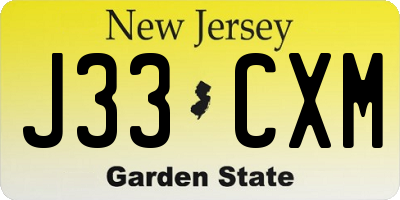 NJ license plate J33CXM