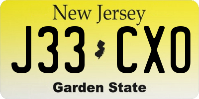 NJ license plate J33CXO