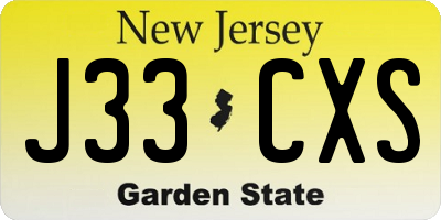 NJ license plate J33CXS