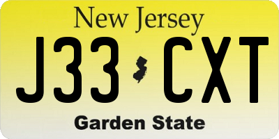 NJ license plate J33CXT