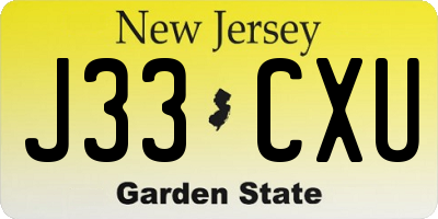 NJ license plate J33CXU