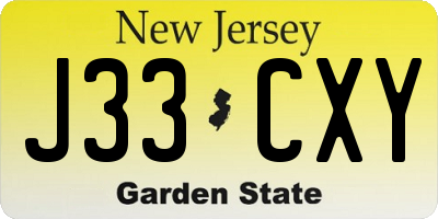NJ license plate J33CXY