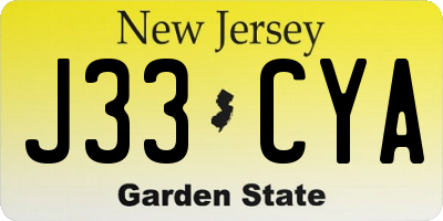 NJ license plate J33CYA