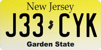 NJ license plate J33CYK
