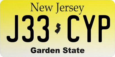 NJ license plate J33CYP