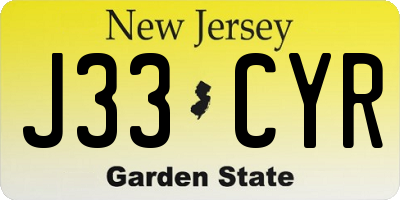 NJ license plate J33CYR