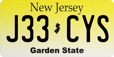 NJ license plate J33CYS