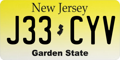NJ license plate J33CYV