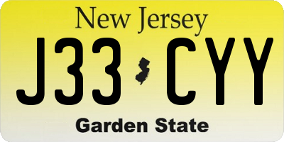 NJ license plate J33CYY