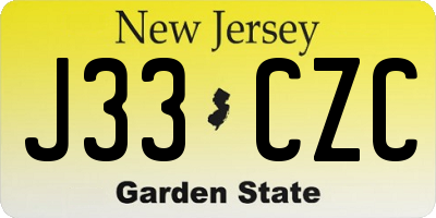 NJ license plate J33CZC