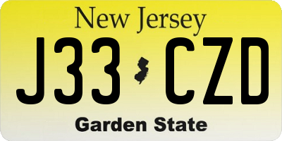 NJ license plate J33CZD