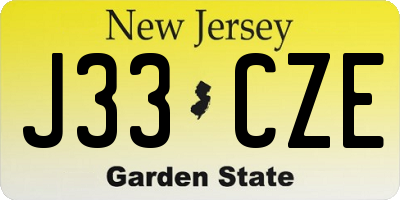 NJ license plate J33CZE