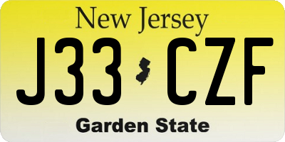 NJ license plate J33CZF