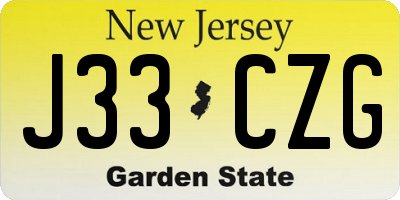 NJ license plate J33CZG