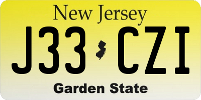 NJ license plate J33CZI