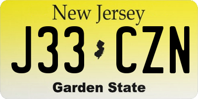 NJ license plate J33CZN