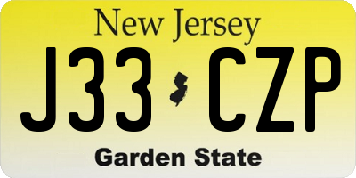 NJ license plate J33CZP
