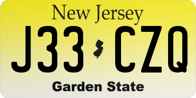 NJ license plate J33CZQ