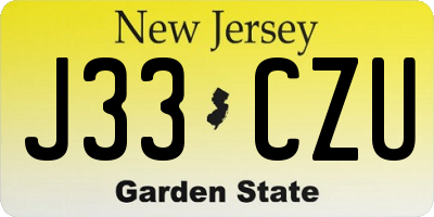 NJ license plate J33CZU
