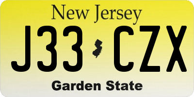NJ license plate J33CZX