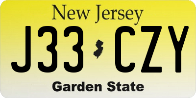 NJ license plate J33CZY