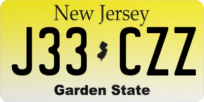 NJ license plate J33CZZ