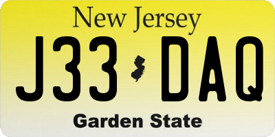 NJ license plate J33DAQ