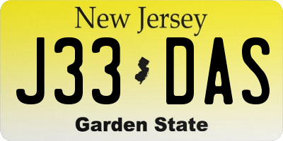 NJ license plate J33DAS