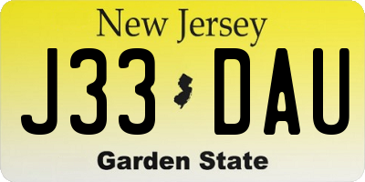 NJ license plate J33DAU