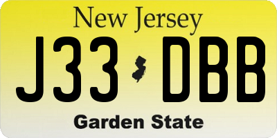 NJ license plate J33DBB