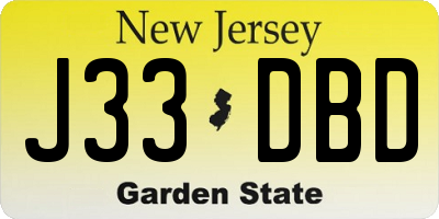 NJ license plate J33DBD
