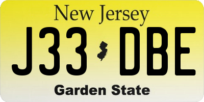NJ license plate J33DBE