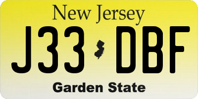 NJ license plate J33DBF