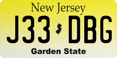 NJ license plate J33DBG