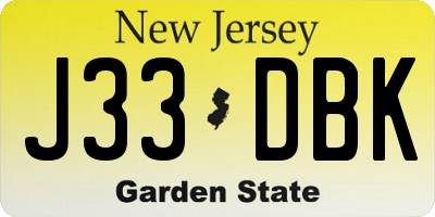 NJ license plate J33DBK