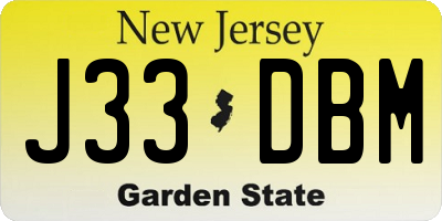NJ license plate J33DBM