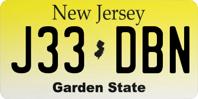NJ license plate J33DBN