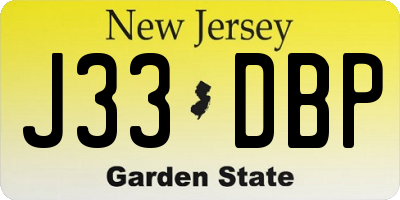 NJ license plate J33DBP