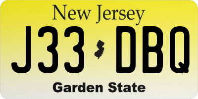 NJ license plate J33DBQ