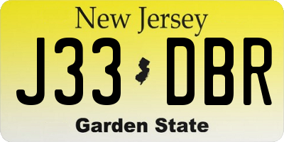 NJ license plate J33DBR