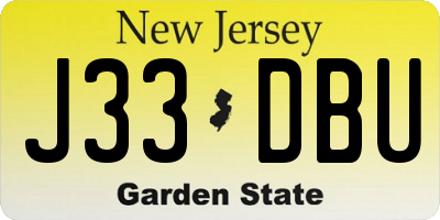 NJ license plate J33DBU