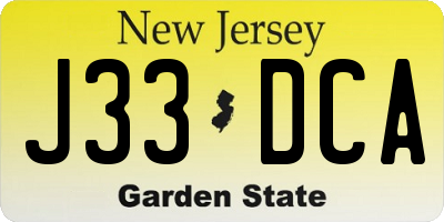 NJ license plate J33DCA
