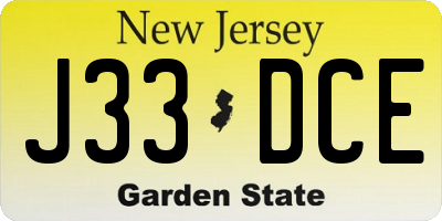 NJ license plate J33DCE