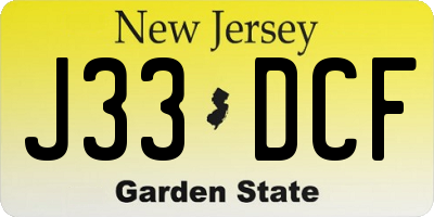 NJ license plate J33DCF