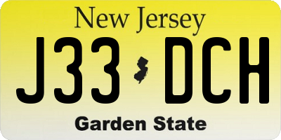 NJ license plate J33DCH