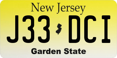 NJ license plate J33DCI