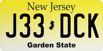 NJ license plate J33DCK