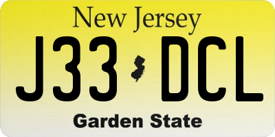 NJ license plate J33DCL