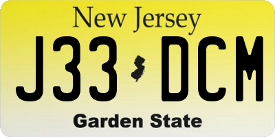 NJ license plate J33DCM
